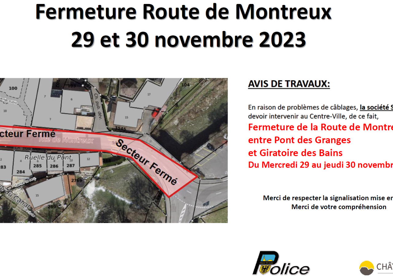 Fermeture de la route de Montreux 